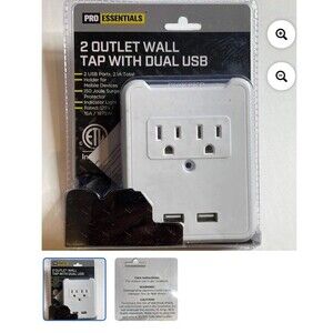 Dual Outlet Double USB Device Holder With LED nightlight Plug-in